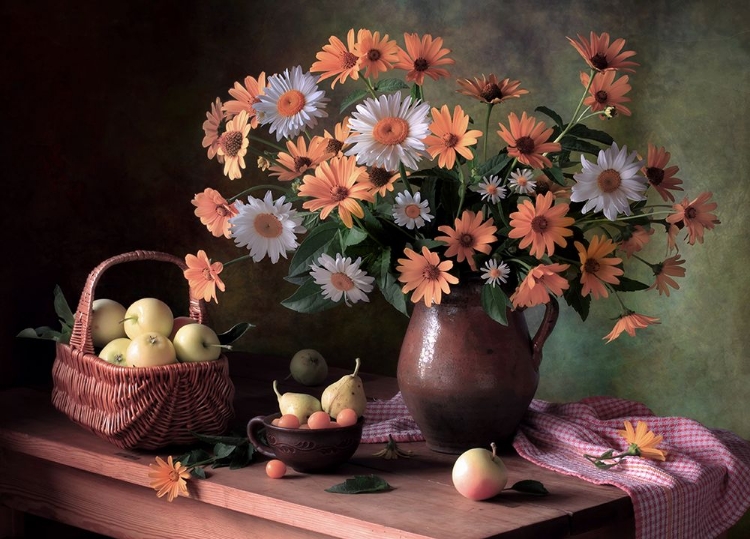 Picture of STILL LIFE WITH DAISIES AND APPLES