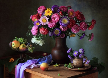 Picture of STILL LIFE WITH A BOUQUET OF ASTERS AND FRUITS