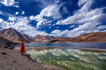 Picture of MONK AT PANGONG TSO LAKE