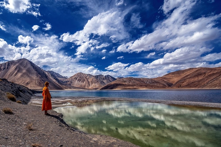 Picture of MONK AT PANGONG TSO LAKE