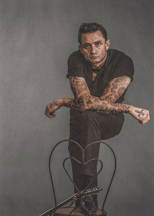 Picture of VINTAGE TATTOO PAINTING JOHNNY CASH 1