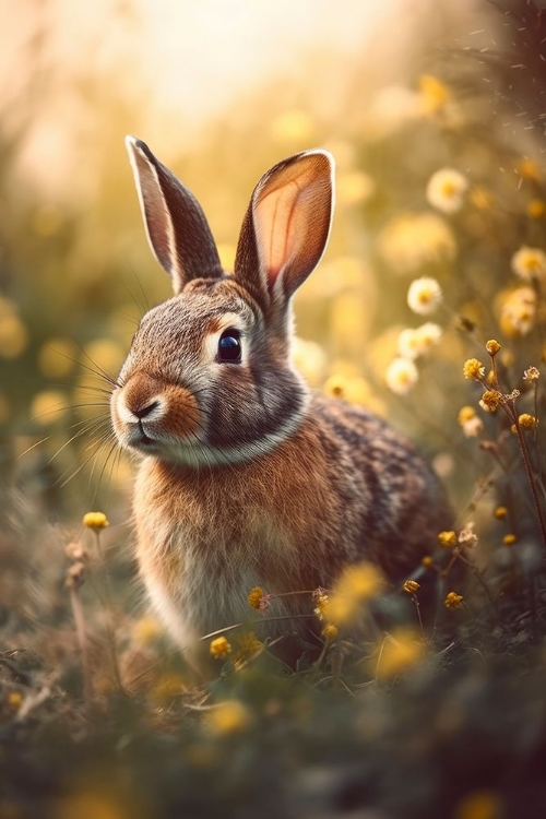 Picture of BUNNY IN FLOWER FIELD