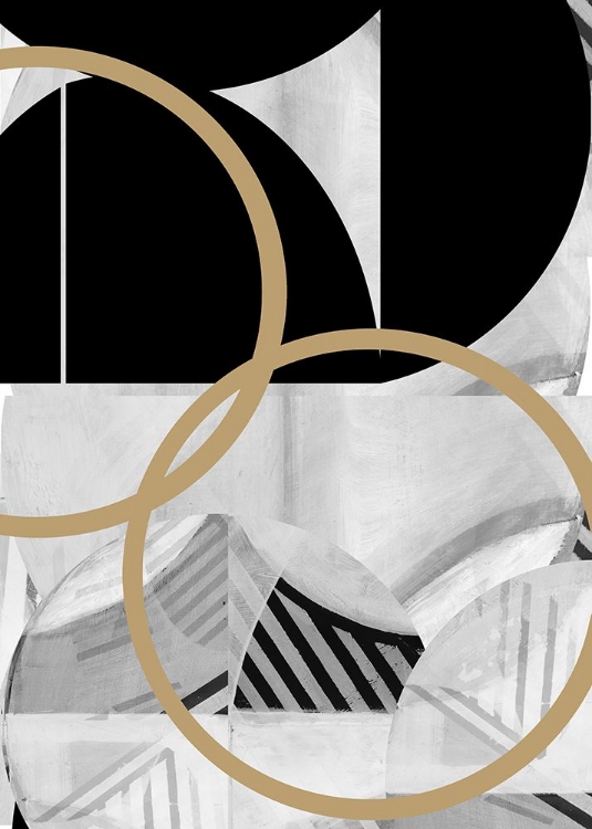 Picture of BLACK AND WHITE STRIPES GOLD SPHERES NO2