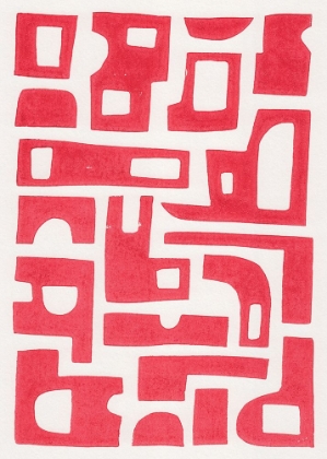 Picture of RED ABSTRACT SHAPES / LINO PRINT