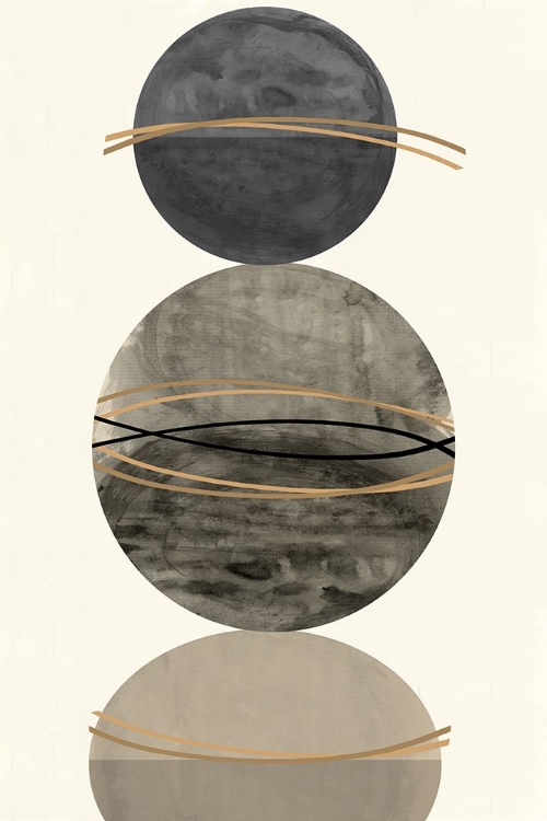 Picture of 3 GREY AND GOLD SPHERES 1