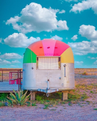 Picture of VINTAGE CAMPER TRAILER WITH RAINBOW TOP