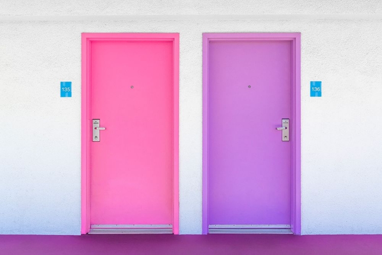 Picture of PINK AND PURPLE DOORS AT THE SAGUARO