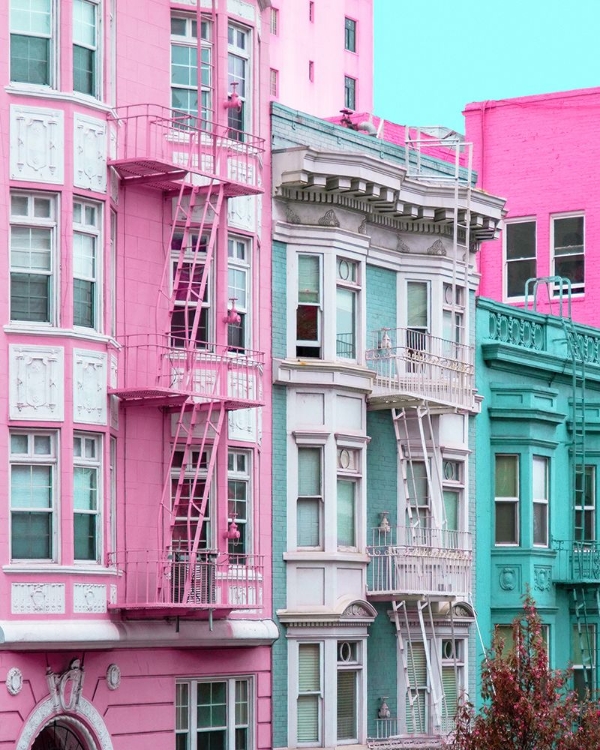 Picture of PINK AND BLUE ROW HOUSES IN SAN FRANCISCO