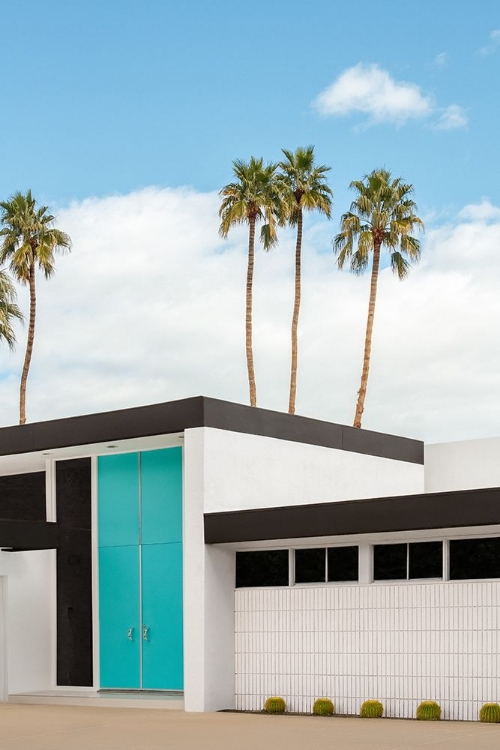 Picture of TURQUOISE BLUE DOORS ON A MODERN HOME