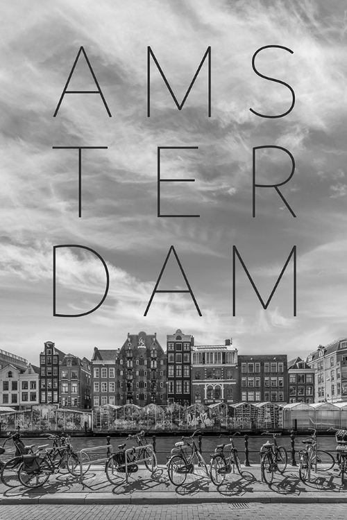 Picture of AMSTERDAM SINGEL CANAL WITH FLOWER MARKET | TEXT A SKYLINE