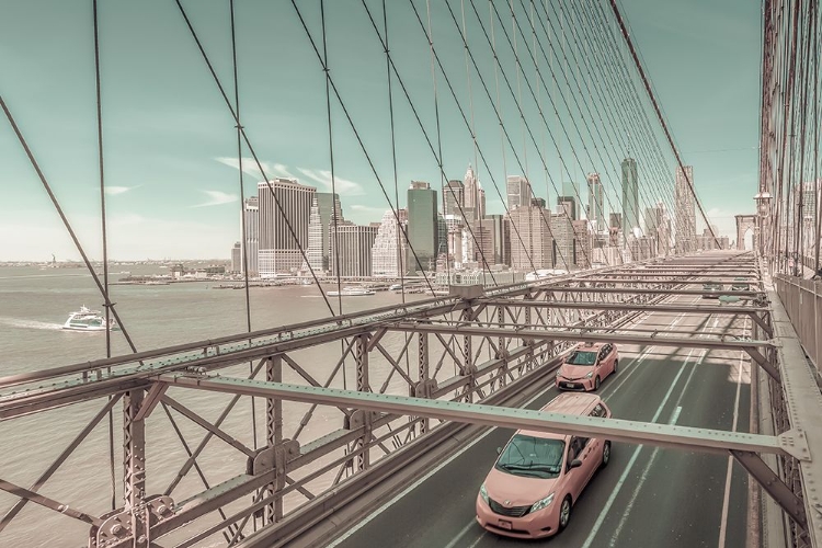 Picture of BROOKLYN BRIDGE VIEW WITH TRAFFIC | URBAN VINTAGE STYLE