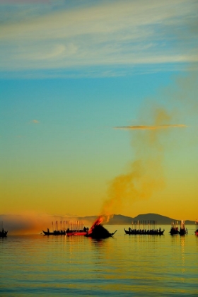 Picture of CHURCH BOATS ON THE LAKE SILJAN