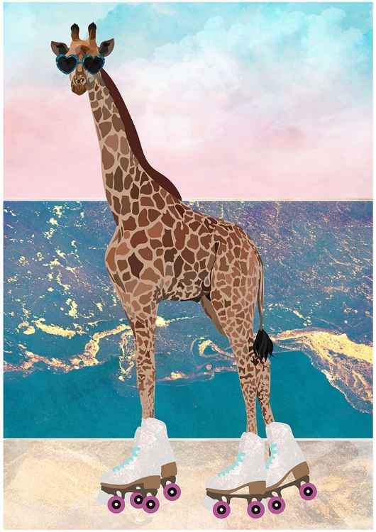 Picture of GIRAFFE ON HOLIDAY ROLLERSKATING