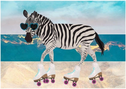 Picture of ZEBRA ROLLERSKATING ON THE BEACH LANDSCAPE