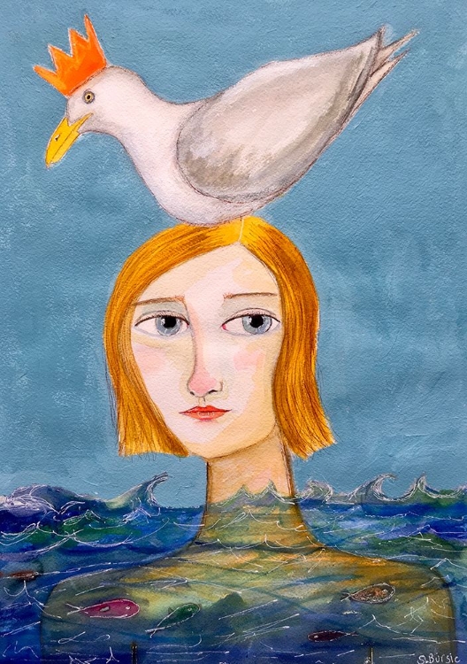 Picture of LADY SWIMMER WITH SEAGULL