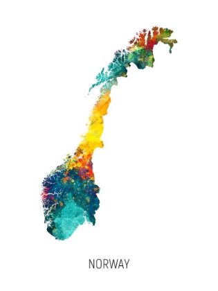 Picture of NORWAY WATERCOLOR MAP