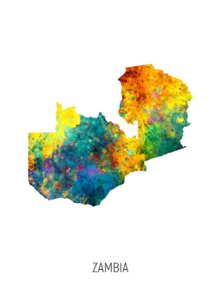 Picture of ZAMBIA WATERCOLOR MAP