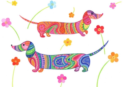 Picture of 20240507132407121 0001 SAUSAGE DOGS AND FLOWERS RE WORKED