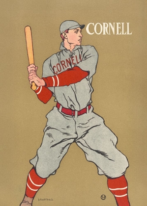 Picture of VINTAGE DRAWING OF A BASEBALL PLAYER HOLDING A BAT