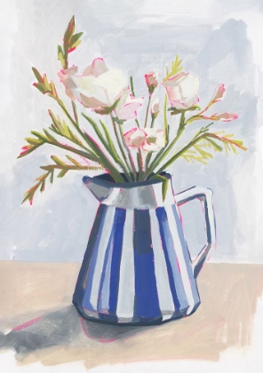 Picture of FRESH FLOWERS IN A STRIPED VASE I