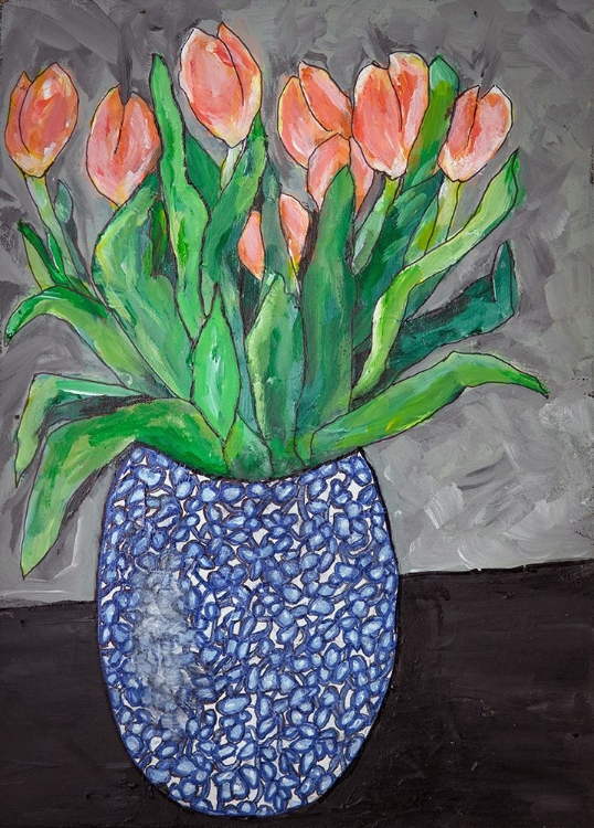 Picture of TULIPS IN BLUE VASE (1)