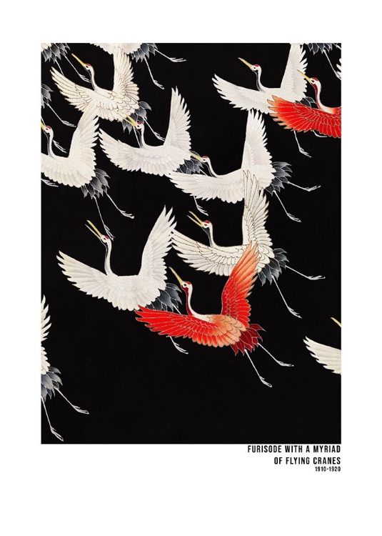 Picture of FURISODE WITH A MYRIAD OF FLYING CRANES (1910A??1920)   JAPANESE