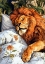 Picture of ANIMAL WATERCOLOR ART LION SLEEPING