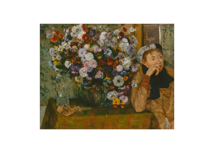 Picture of A WOMAN SEATED BESIDE A VASE OF FLOWERS NO.2