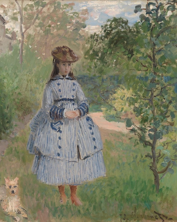 Picture of GIRL WITH DOG BY CLAUDE MONET