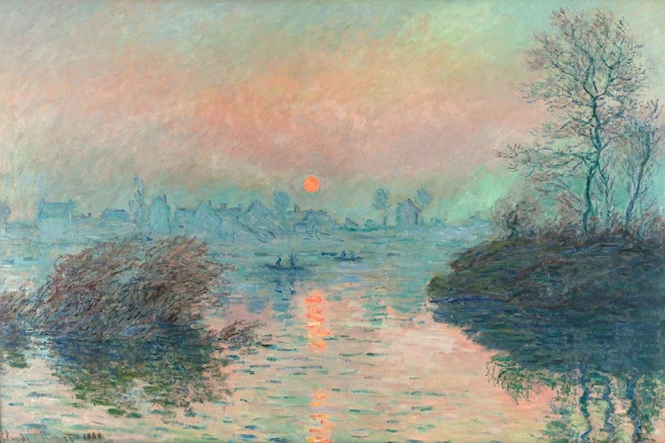 Picture of SUN SETTING ON THE SEINE AT LAVACOURT (1880) CLAUDE MONET