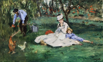 Picture of THE MONET FAMILY IN THEIR GARDEN AT ARGENTEUIL (1874)