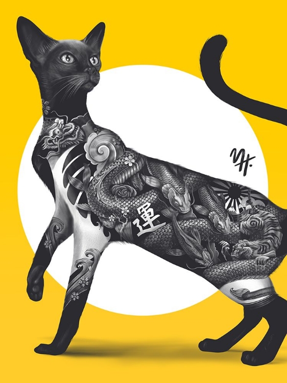 Picture of JAPANESE CAT TATTOO YELLOW