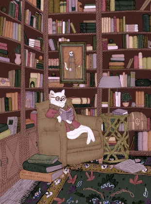 Picture of A GENTLEMAN CAT IN HIS LIBRARY LARGE