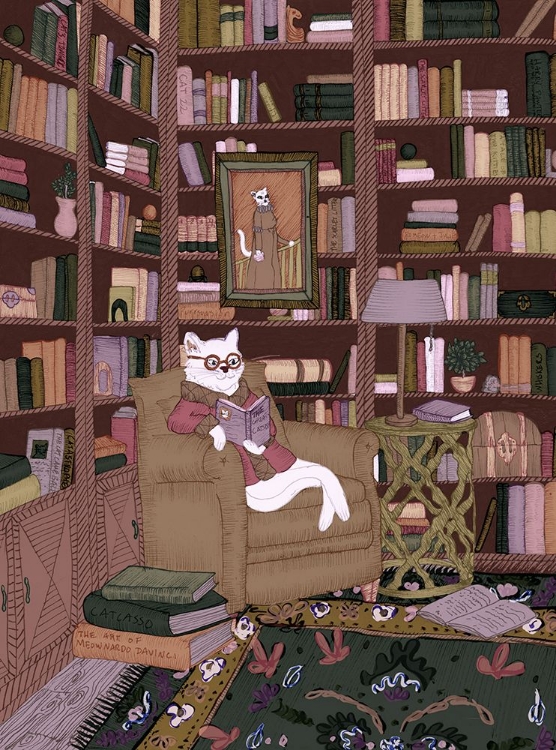 Picture of A GENTLEMAN CAT IN HIS LIBRARY LARGE