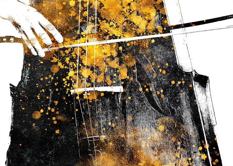 Picture of BLACK AND GOLD MUSIC ART DOUBLE BASS PLAYER 1