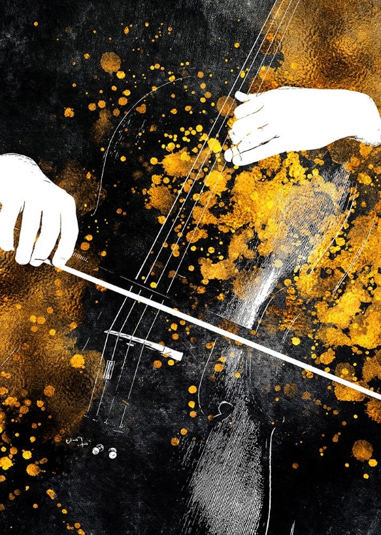 Picture of BLACK AND GOLD MUSIC ART DOUBLE BASS PLAYER 2