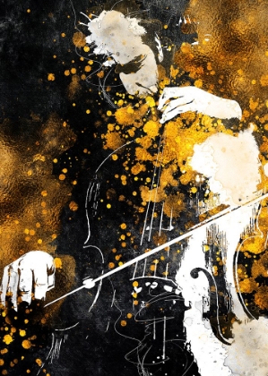 Picture of BLACK AND GOLD MUSIC ART DOUBLE BASS PLAYER5