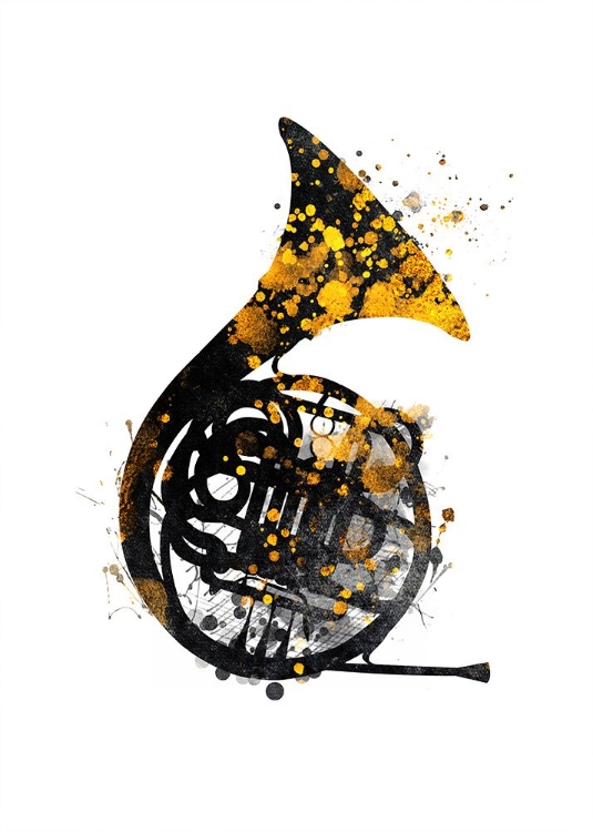 Picture of BLACK AND GOLD MUSIC ART FRENCH HORN