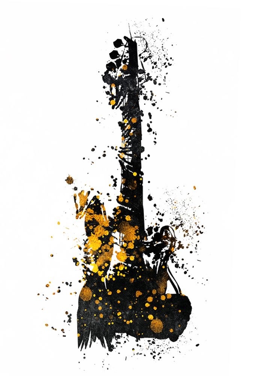 Picture of BLACK AND GOLD MUSIC ART GUITAR INSTRUMENT