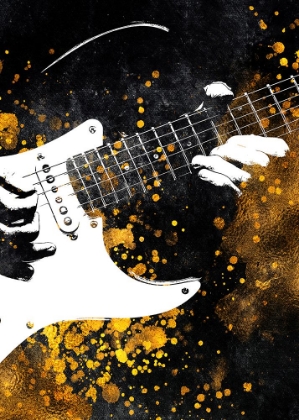 Picture of BLACK AND GOLD MUSIC ART GUITARIST