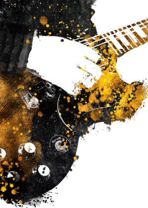 Picture of BLACK AND GOLD MUSIC ART GUITARIST2