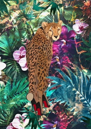 Picture of TROPICAL FLORAL JUNGLE - CHEETAH IN HEELS