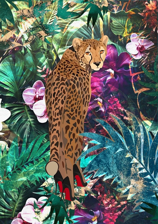 Picture of TROPICAL FLORAL JUNGLE - CHEETAH IN HEELS