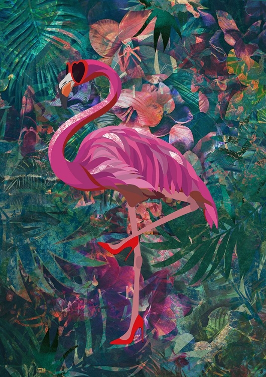 Picture of TROPICAL FLORAL JUNGLE - FLAMINGO IN HEELS