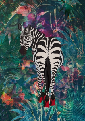 Picture of TROPICAL FLORAL JUNGLE - ZEBRA IN HEELS