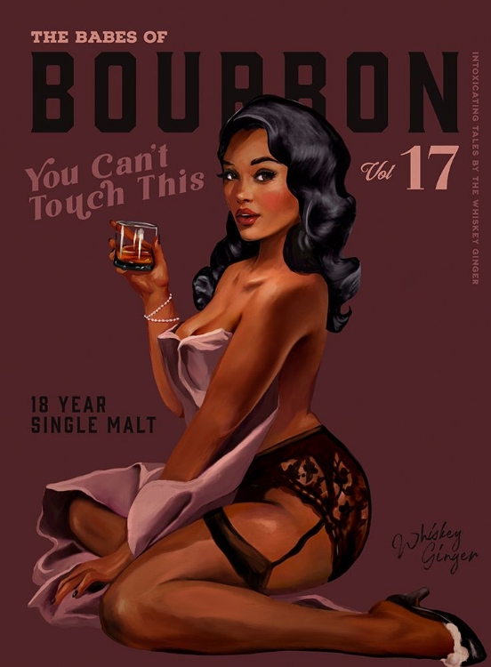 Picture of BABES OF BOURBON CANT TOUCH THIS. SEXY RETRO PIN UP GIRL WHISKEY ART