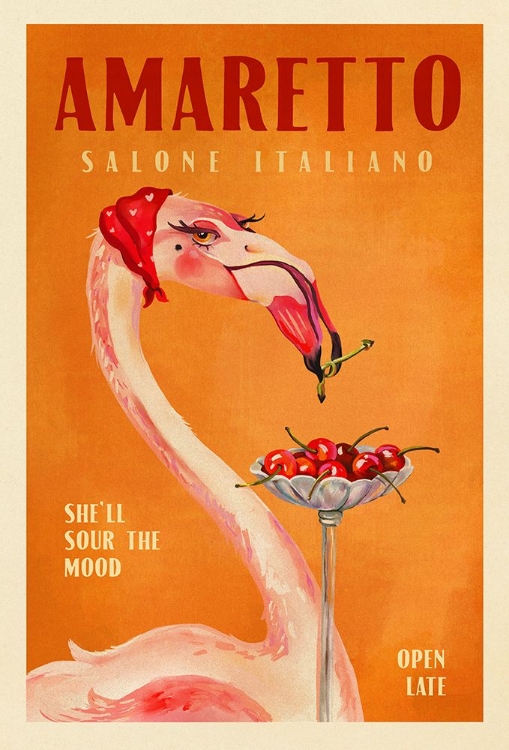 Picture of AMARETTO FLAMINGO ART DECO ITALIAN CAFE TRAVEL ART