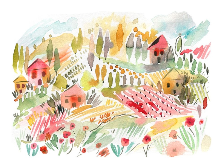 Picture of TUSCANY WATERCOLOR LANDSCAPE 1