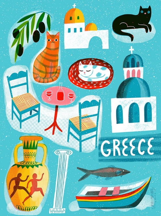 Picture of SCREENPRINT VINTAGE TRAVEL GREECE