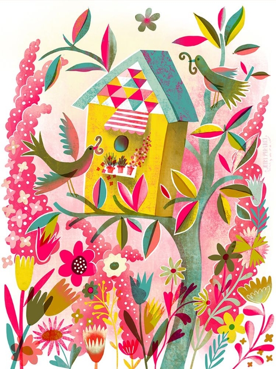 Picture of BIRDHOUSE PINK GARDEN